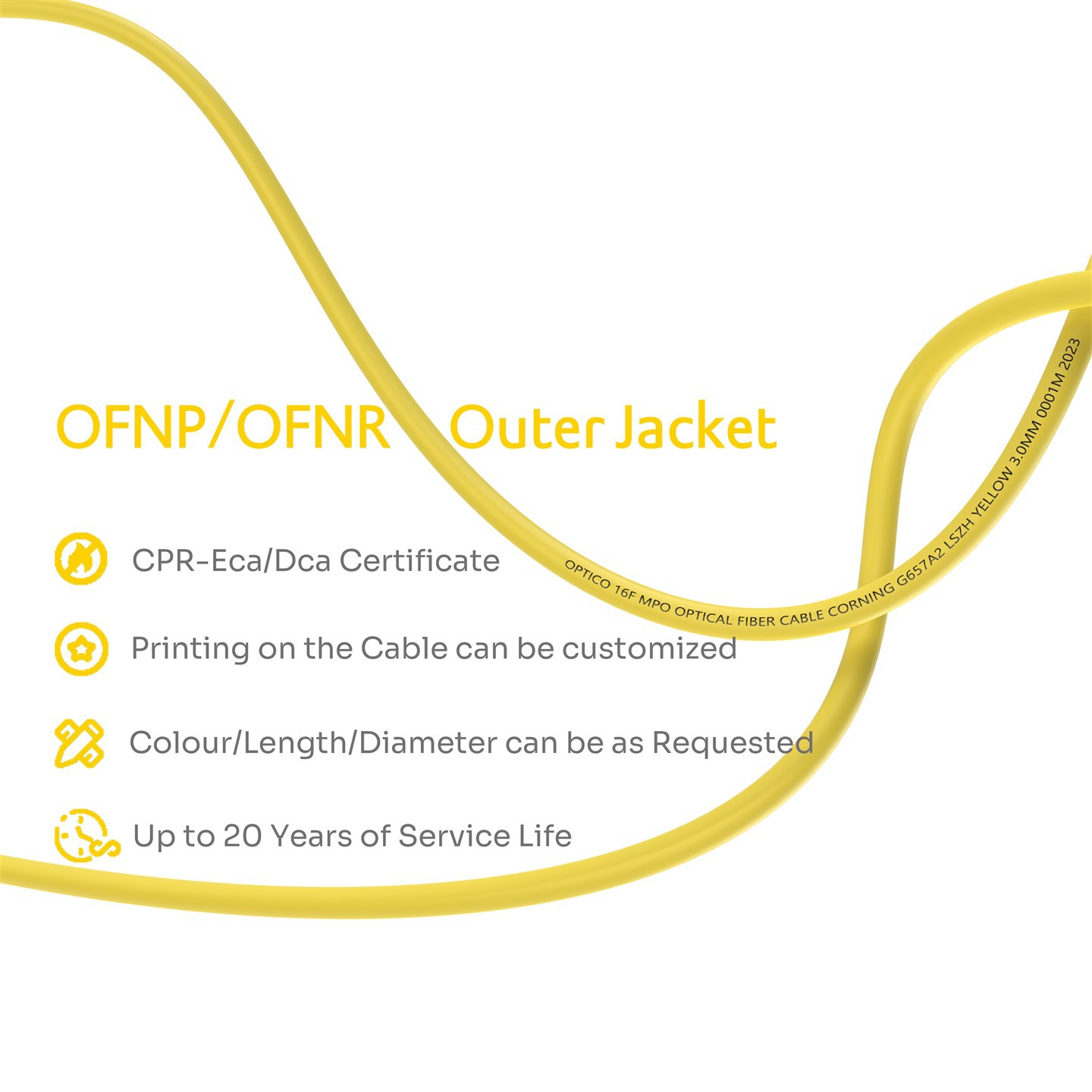 16F MPO Male To MPO Female Trunk Cable OS2