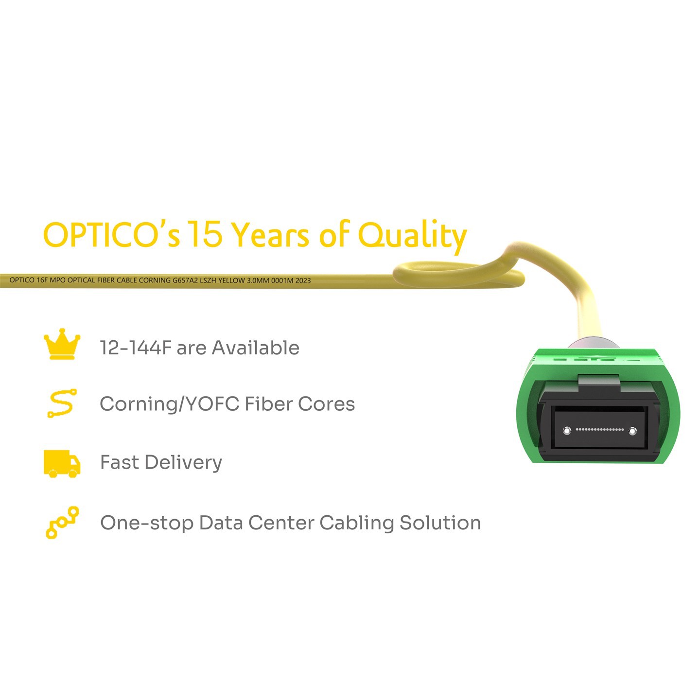 16F MPO Male To MPO Female Trunk Cable OS2